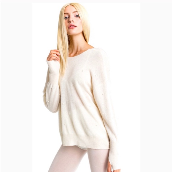 Wildfox Moulin pearl cashmere surplice sweater - Picture 2 of 8
